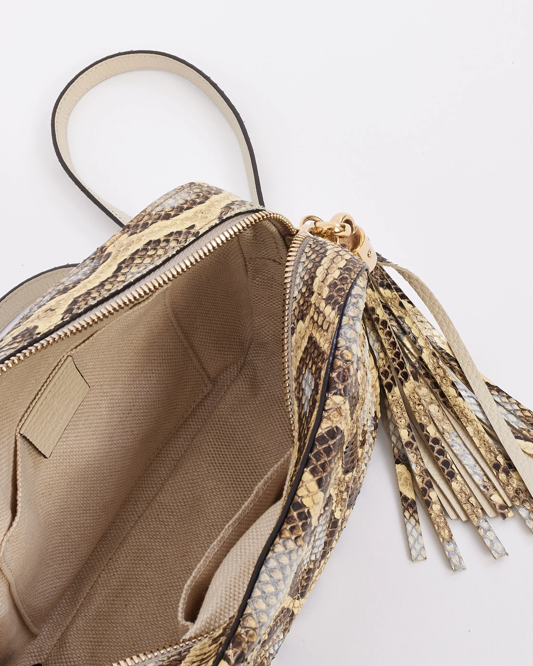 Gucci Brown Python Soho Disco Crossbody Bag