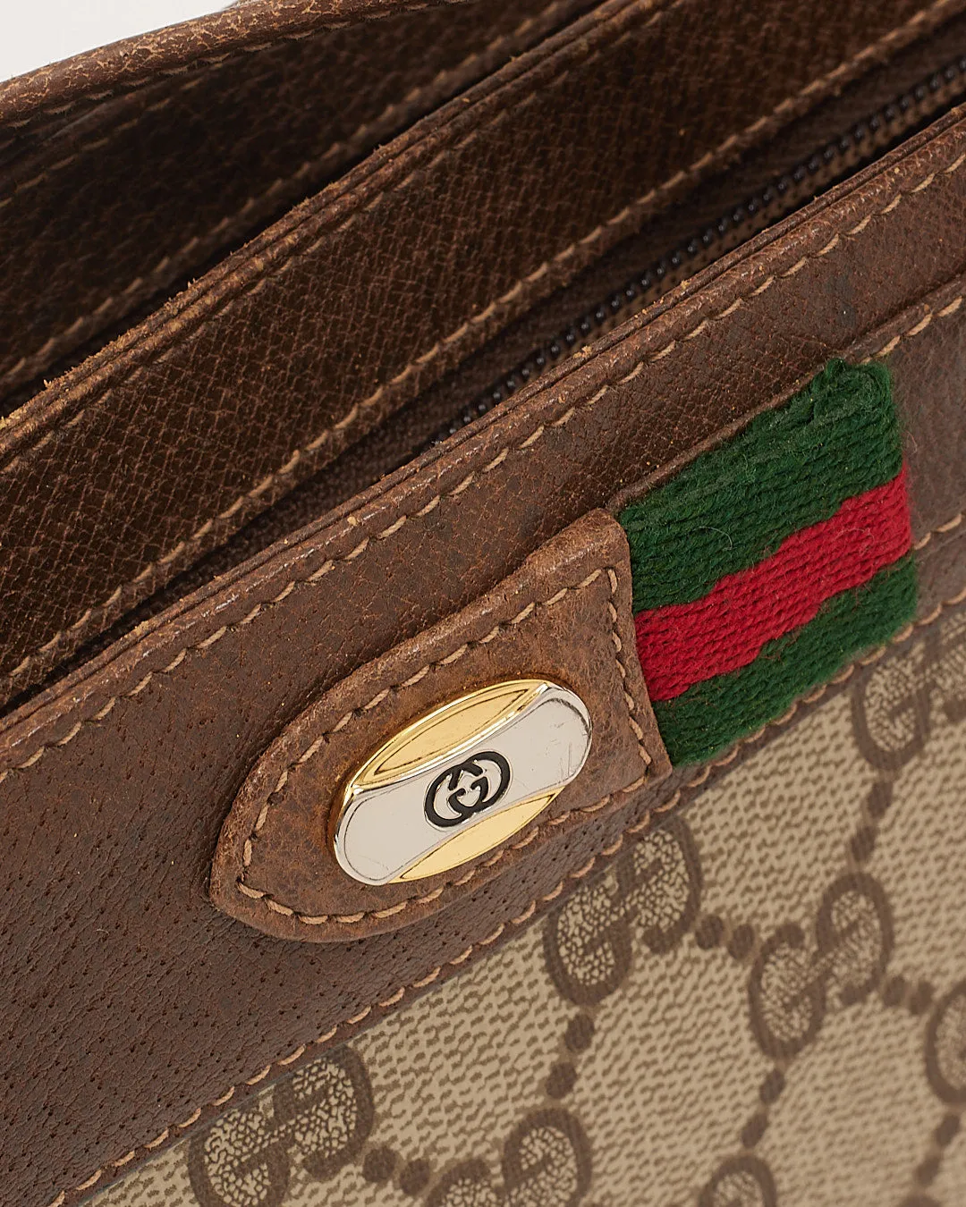 Gucci GG Beige Vintage Coated Canvas Crossbody Bag
