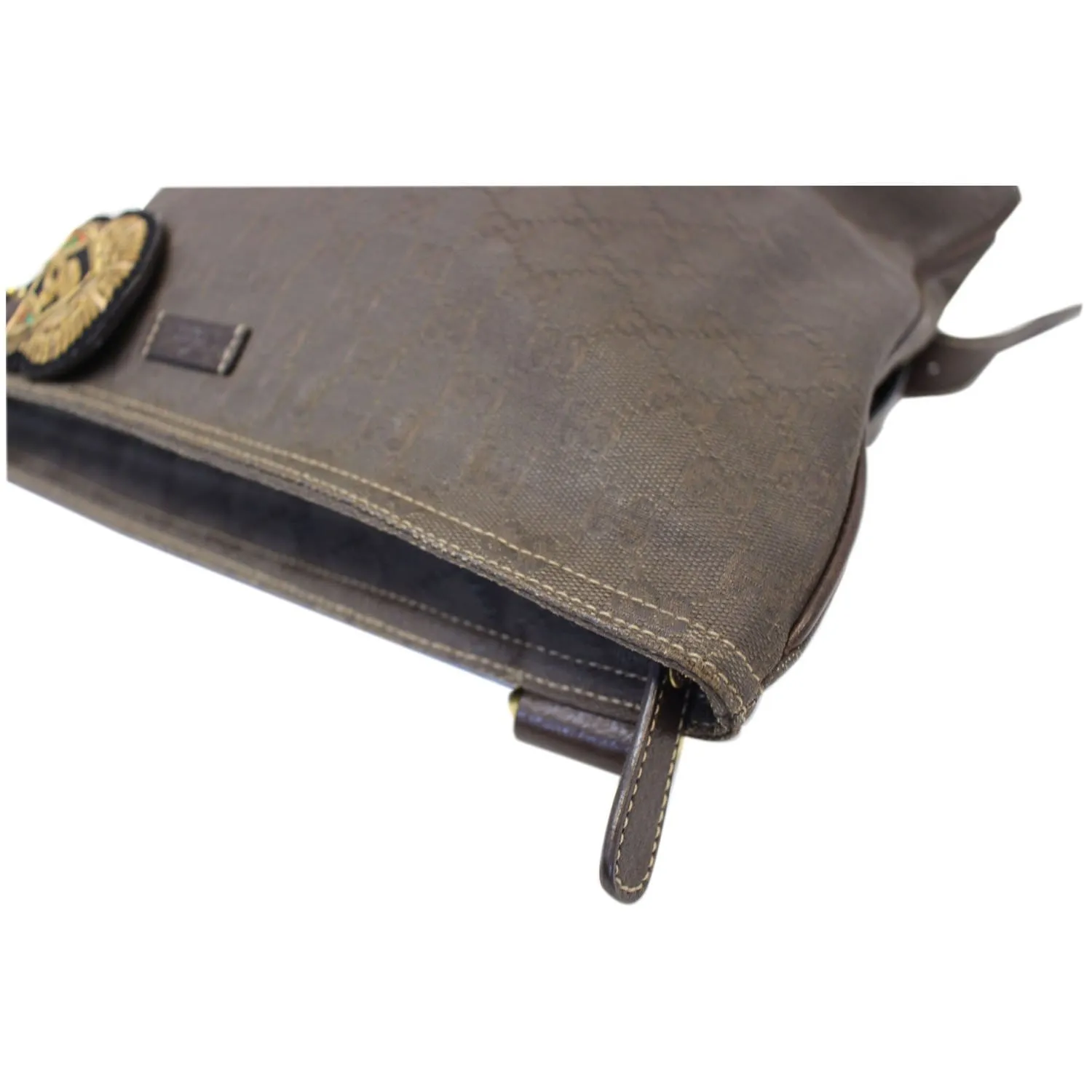 GUCCI GG Canvas Dark Brown Messenger Crossbody Bag