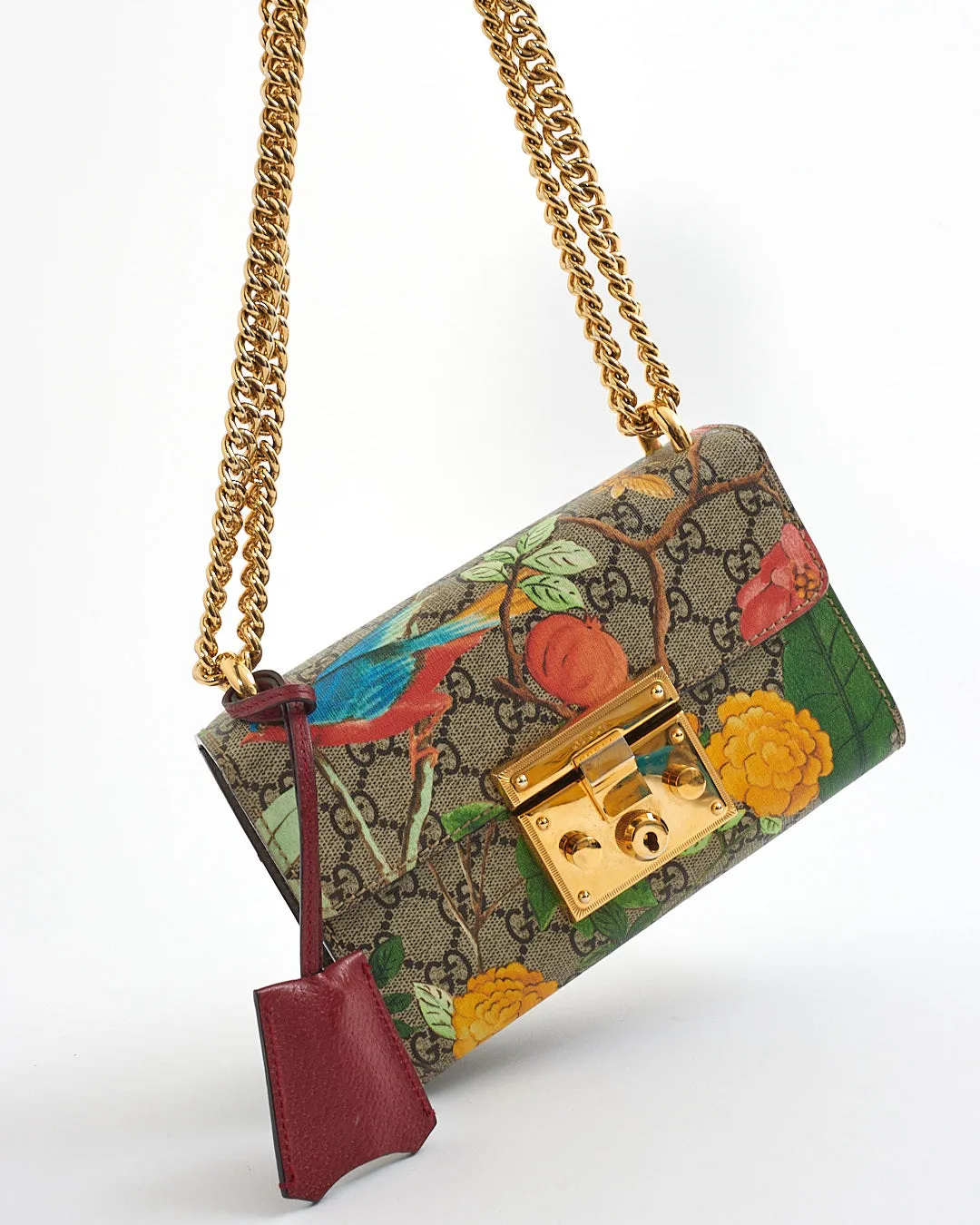 Gucci GG Supreme Monogram Tian (Floral) Small Padlock Shoulder Bag