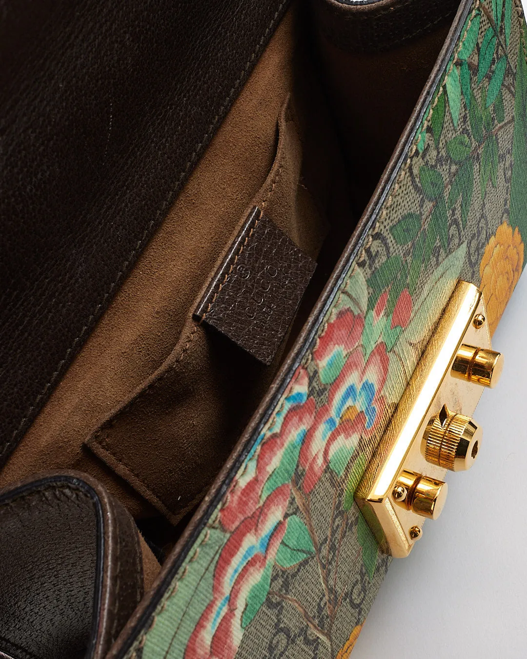 Gucci GG Supreme Monogram Tian (Floral) Small Padlock Shoulder Bag