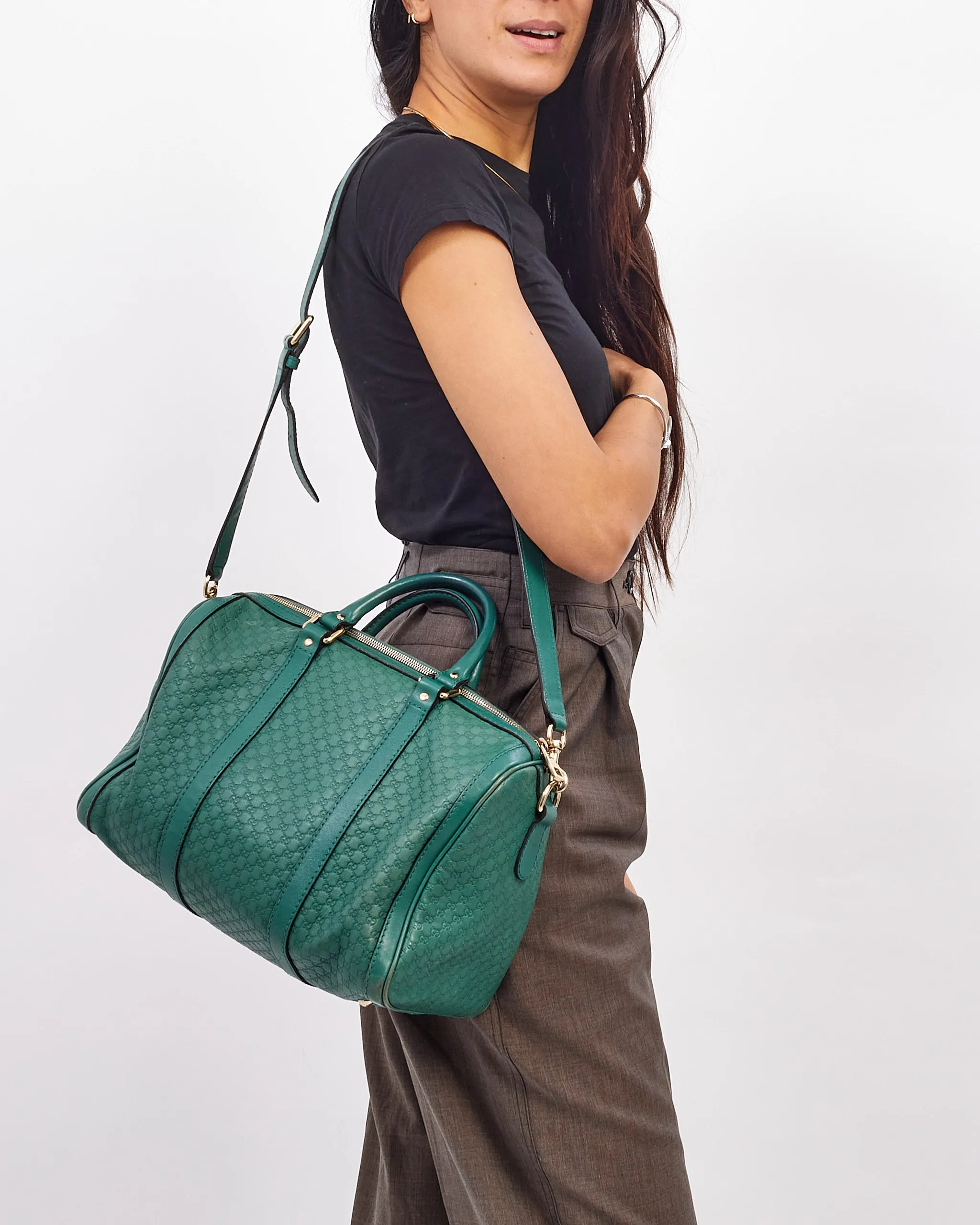 Gucci Green Guccissima Leather Boston Duffel Bag