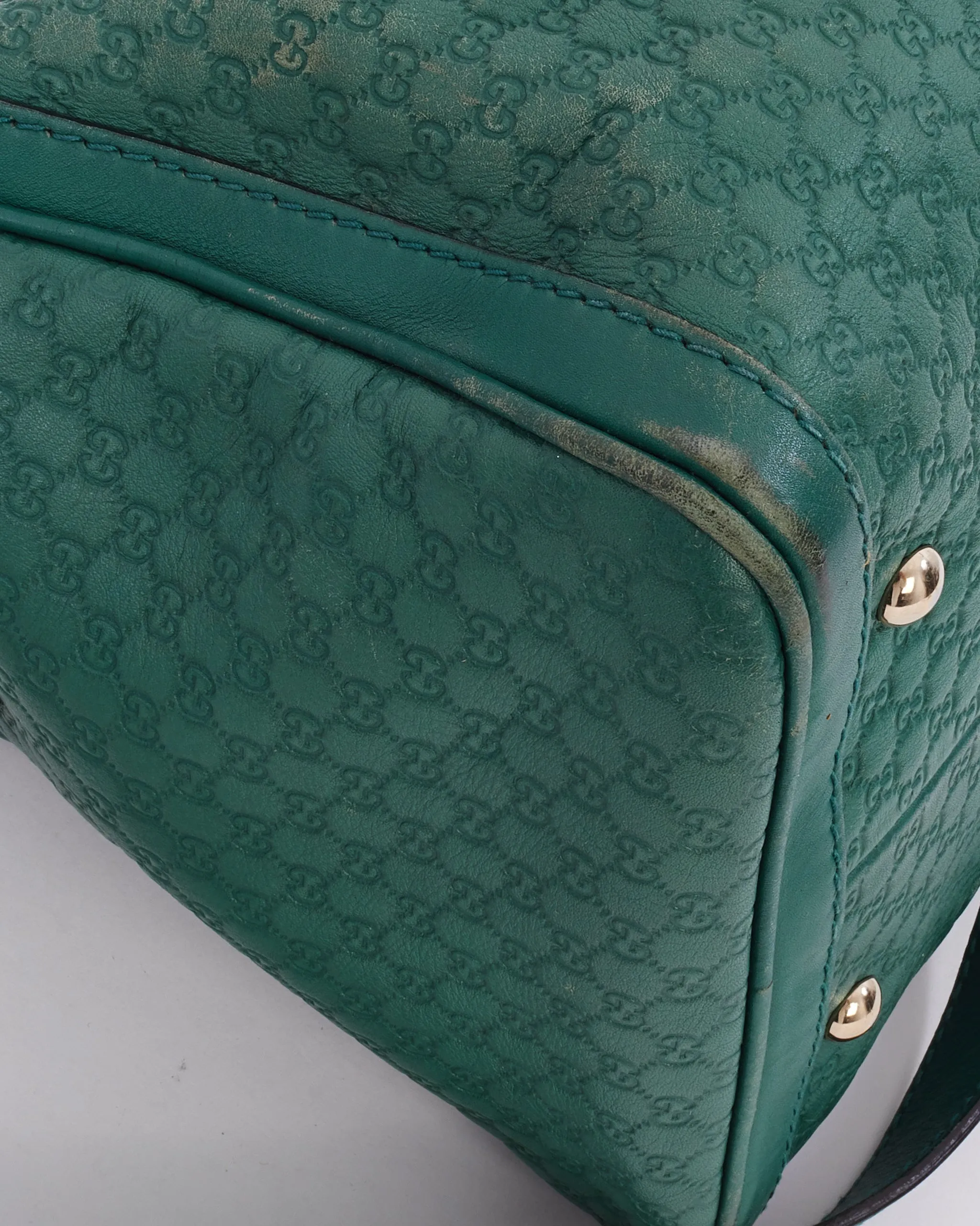 Gucci Green Guccissima Leather Boston Duffel Bag