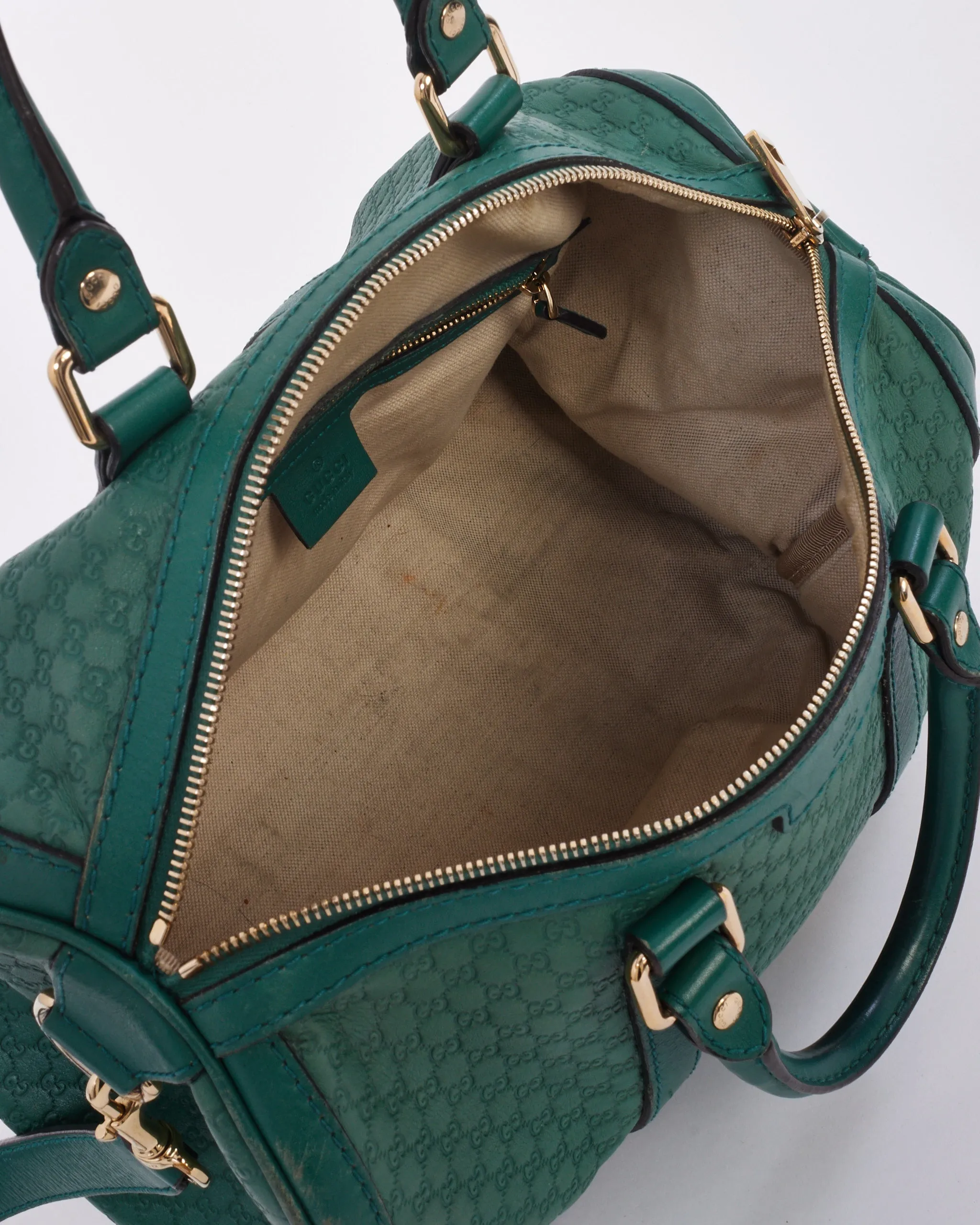 Gucci Green Guccissima Leather Boston Duffel Bag