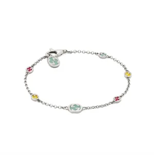 GUCCI Interlocking G Silver Multicolour Enamel Bracelet