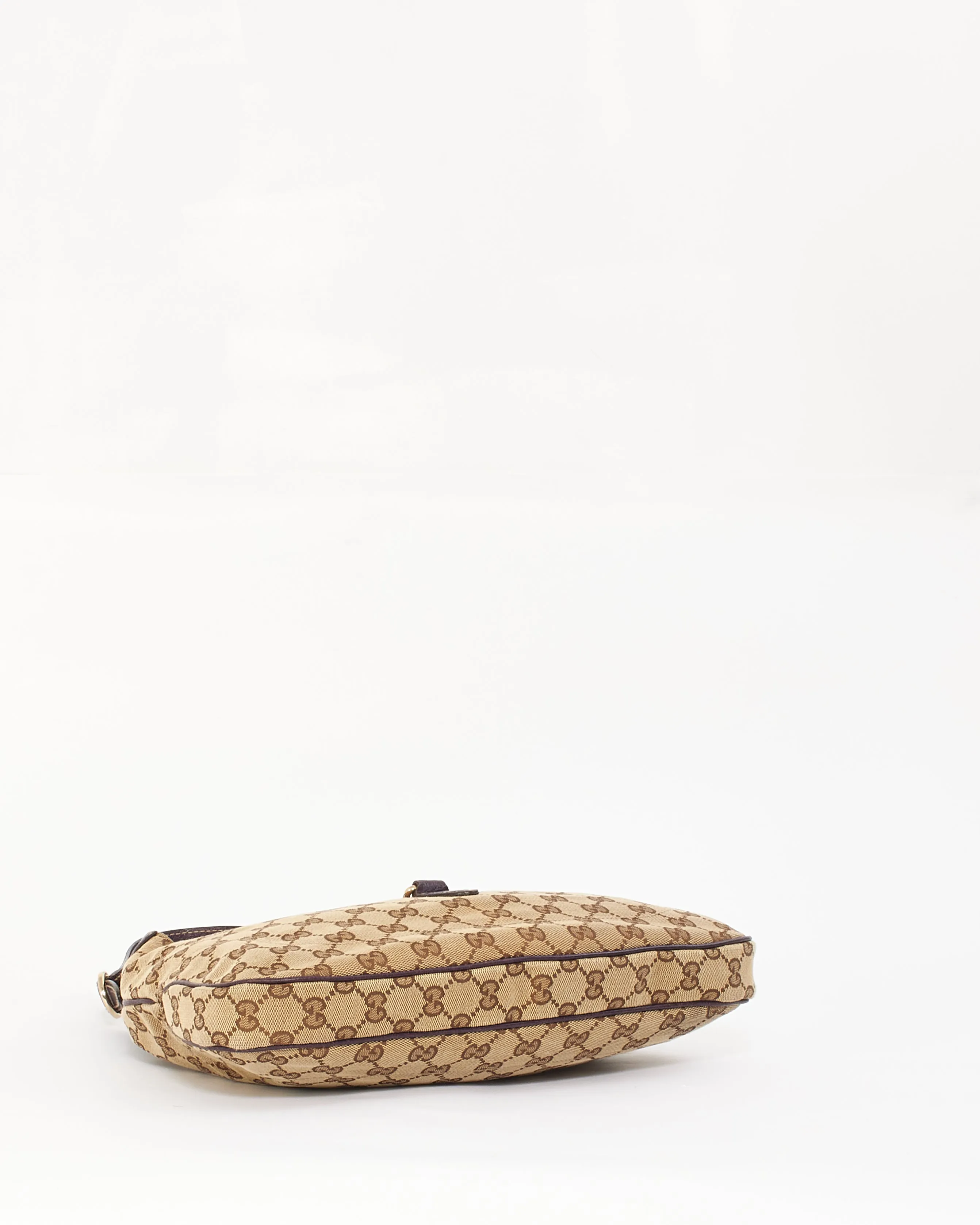 Gucci Purple Leather GG Monogram Canvas Jackie Hobo Shoulder Bag