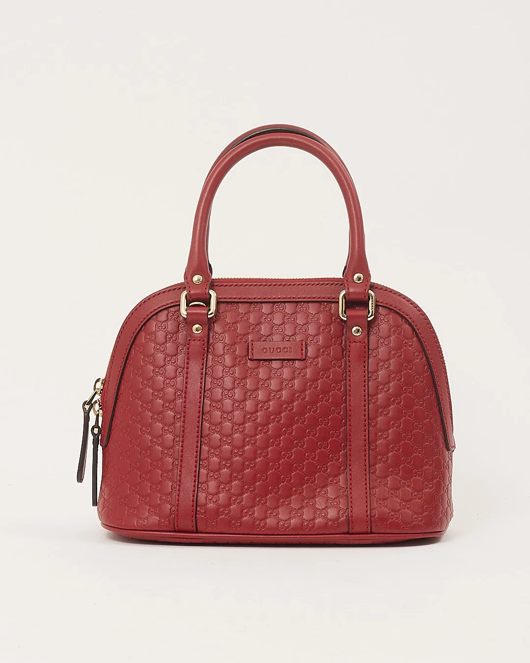 Gucci Red Leather Micro Guccissima Mini Dome Bag