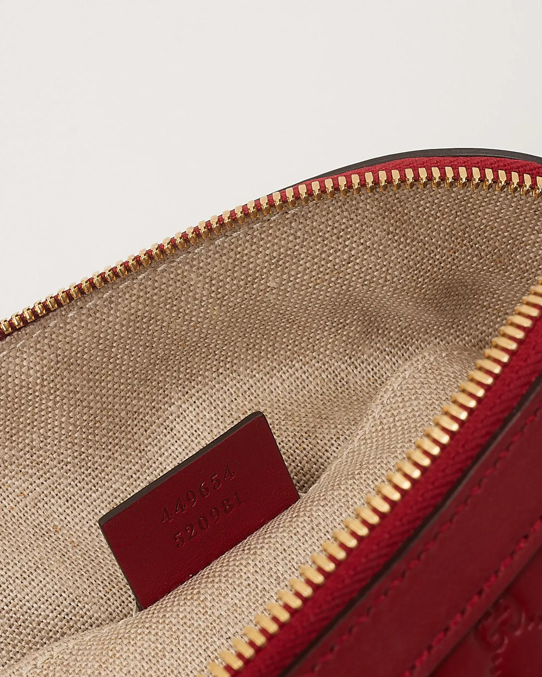 Gucci Red Leather Micro Guccissima Mini Dome Bag