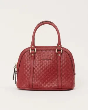 Gucci Red Leather Micro Guccissima Mini Dome Bag