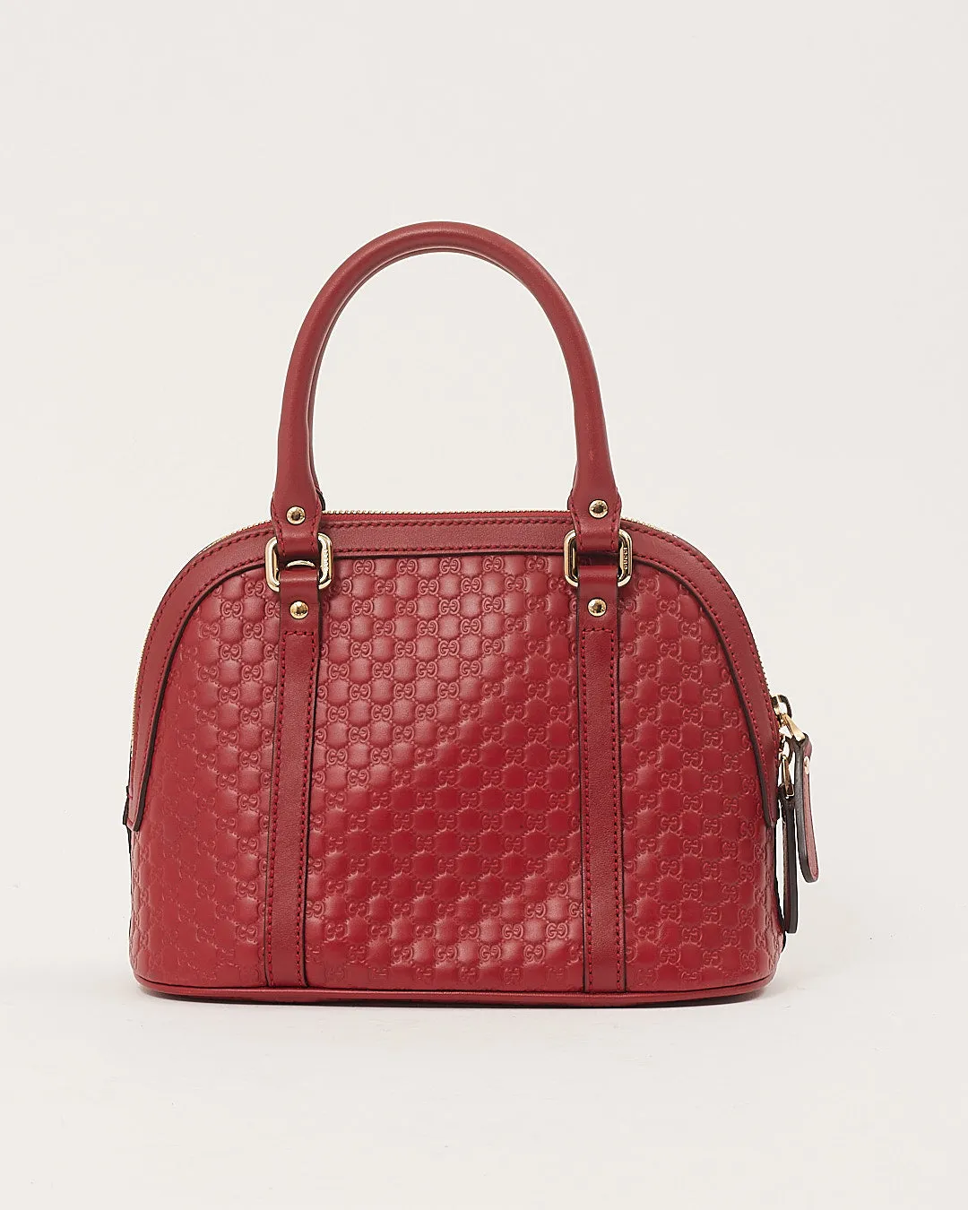 Gucci Red Leather Micro Guccissima Mini Dome Bag