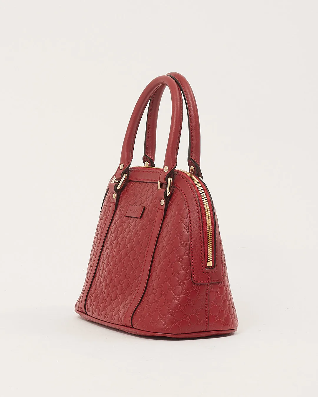Gucci Red Leather Micro Guccissima Mini Dome Bag