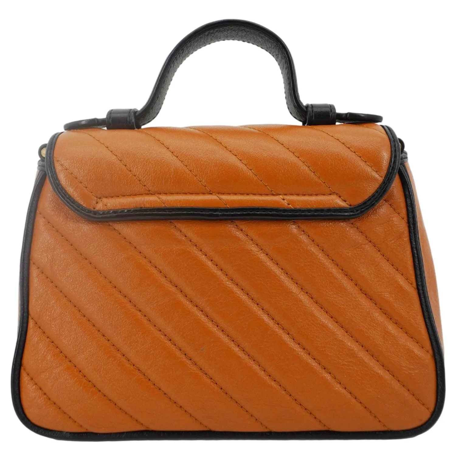 GUCCI Torchon Marmont Diagonal Leather Top Handle Shoulder Bag Brown 583571