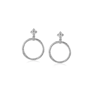 Hammered Hoop Earrings in Sterling Silver