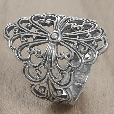 Handcrafted Sterling Silver Flower Crown Ring