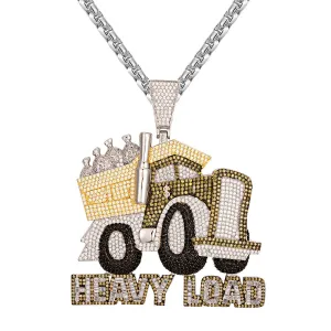 Heavy Load Truck Money 3D Icy Hip Hop Silver Pendant