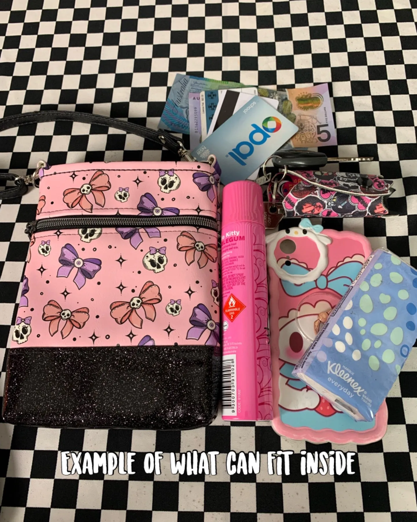 Hello Kitty inspired fan art crossbody bag