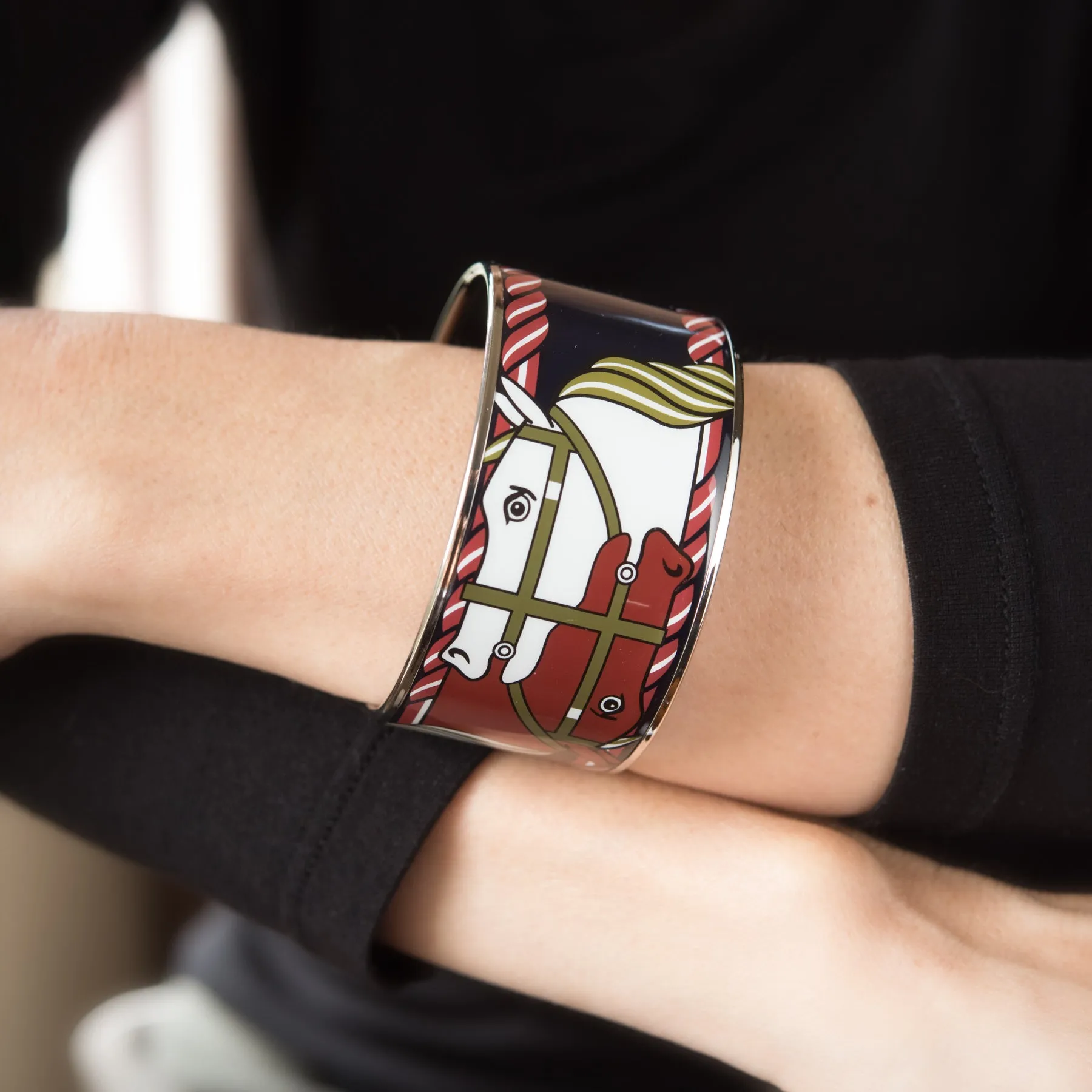 Hermes Enamel Bracelet Extra Wide PM Size 65
