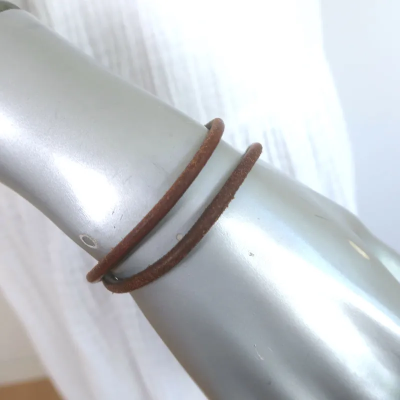 Hermes Jumbo Hook Double Tour Bracelet Palladium Hardware & Brown Leather