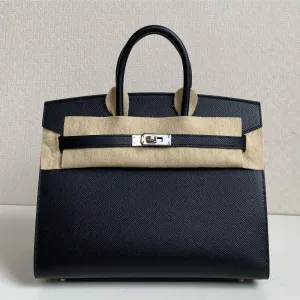 Hermès Birkin 25 Noir (Black) Sellier Epsom Palladium Hardware PHW