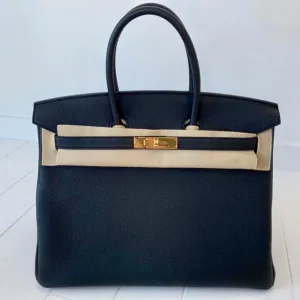 Hermès Birkin 35 Noir (Black) Togo Gold Hardware GHW