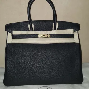 Hermès Birkin 35 Noir (Black) Togo Gold Hardware GHW