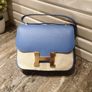 Hermès Constance 18 Bleu Azur Epsom Gold Hardware GHW