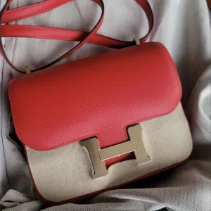 Hermès Constance 18 Rouge de Coeur/Rouge Vif Verso Evercolor Gold Hardware GHW