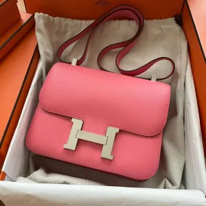 Hermès Constance 24 Rose Azalee/Cuivre Verso Evercolor Palladium Hardware PHW