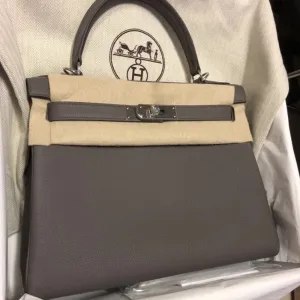Hermès Kelly 28 Gris Etain Togo Palladium Hardware PHW