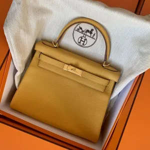 Hermès Kelly 28 Jaune Ambre Togo Gold Hardware GHW