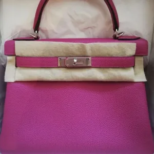 Hermès Kelly 28 Rose Pourpre Togo Palladium Hardware PHW