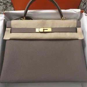 Hermès Kelly 32 Gris Asphalte Togo Gold Hardware GHW