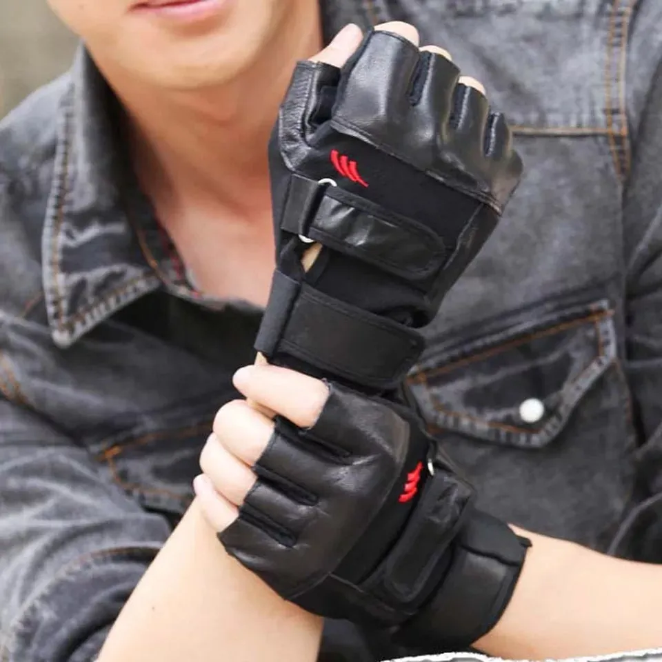 Hi Quality PVC Leather Half Finger Protective Gloves