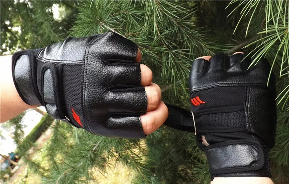 Hi Quality PVC Leather Half Finger Protective Gloves
