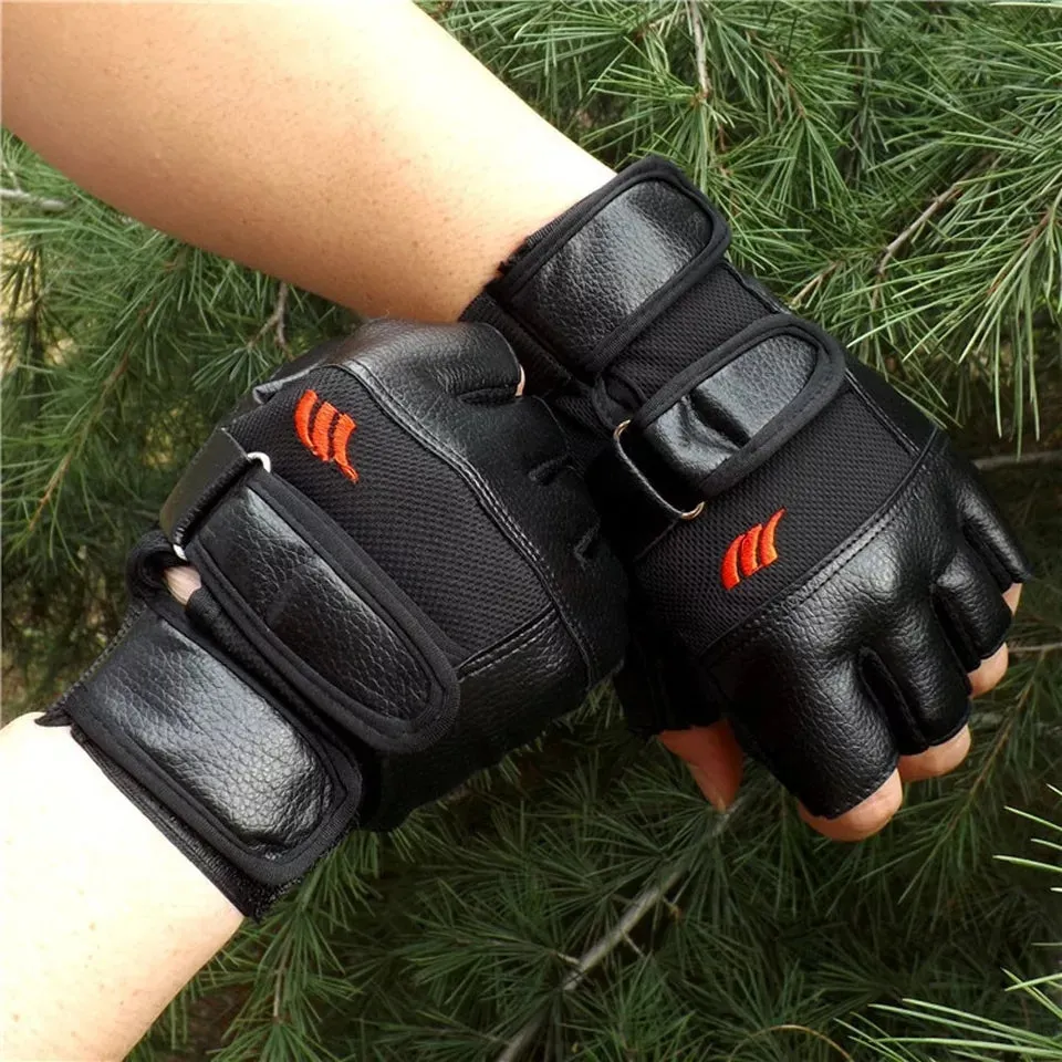Hi Quality PVC Leather Half Finger Protective Gloves