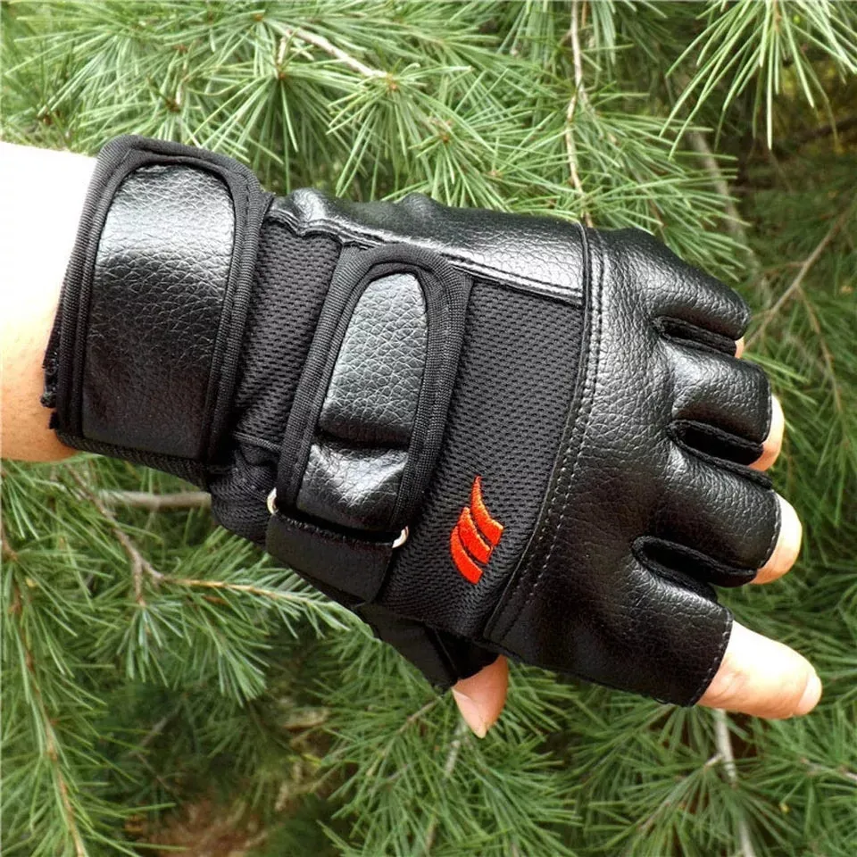 Hi Quality PVC Leather Half Finger Protective Gloves