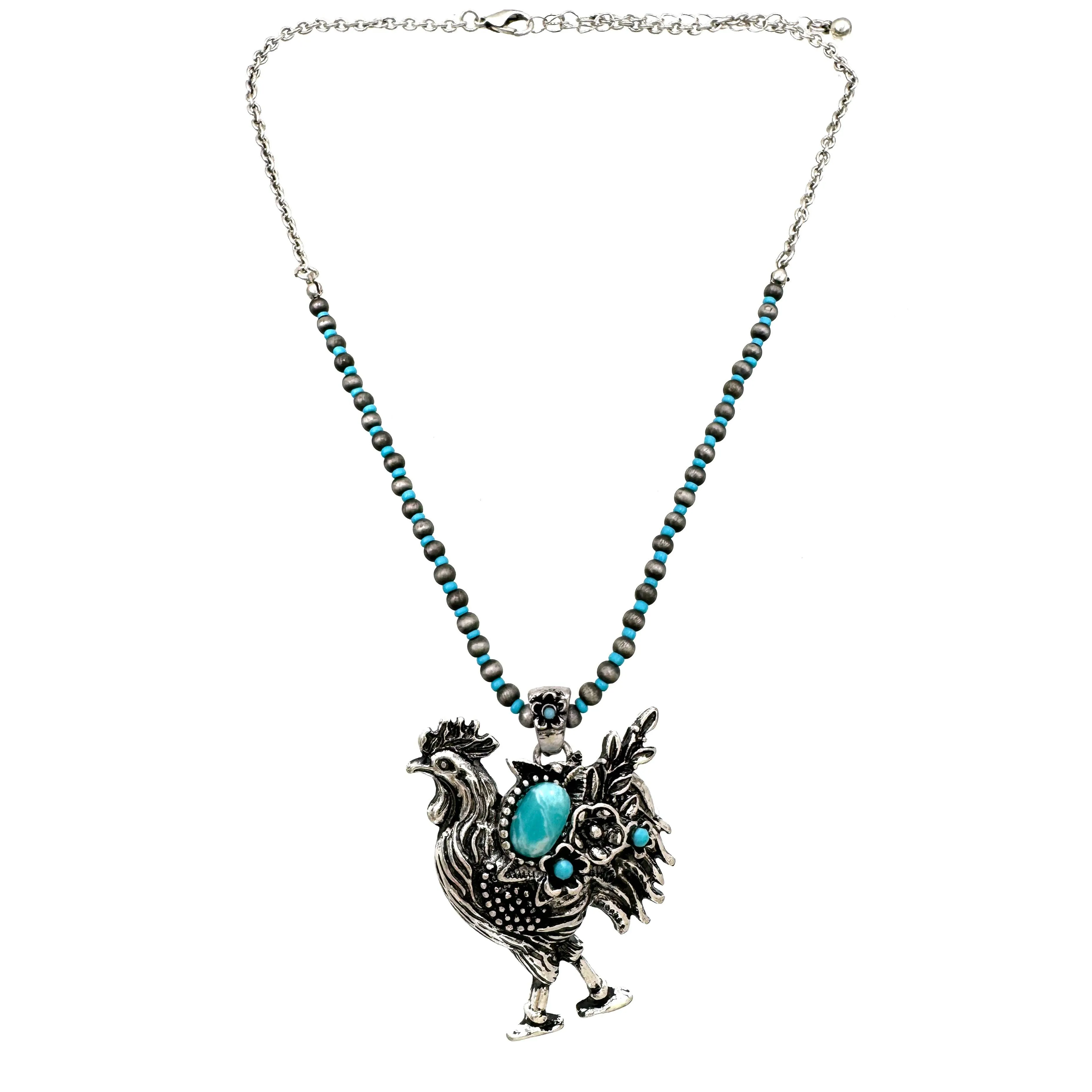 Highland Cattle Farm Animal Western Navajo Turquoise Beads Necklace: