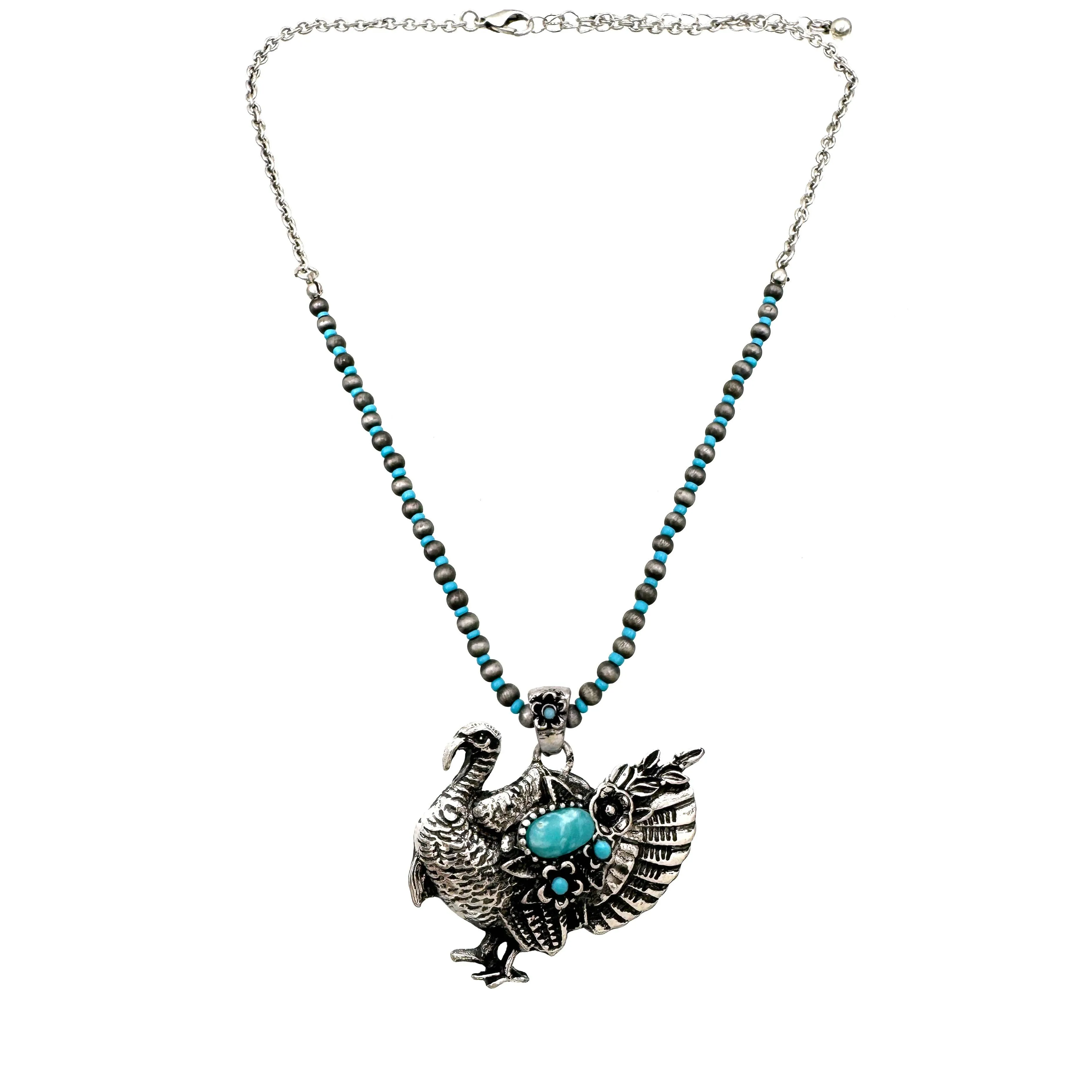 Highland Cattle Farm Animal Western Navajo Turquoise Beads Necklace: