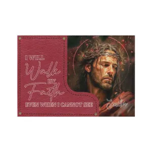 HPSP Checkbook Cover, Personalized PU Card Bag, I Will Walk By Faith Even When I Cannot See.