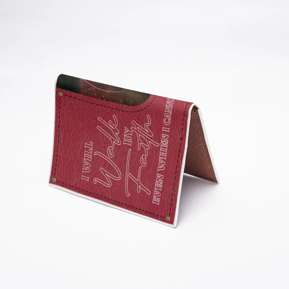 HPSP Checkbook Cover, Personalized PU Card Bag, I Will Walk By Faith Even When I Cannot See.