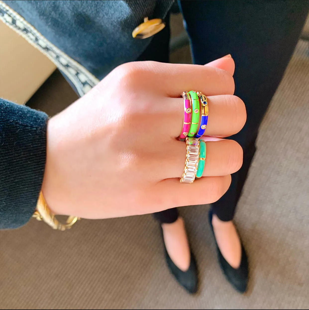 Icarus Enamel Neon Green/Yellow Two-In-One Ring