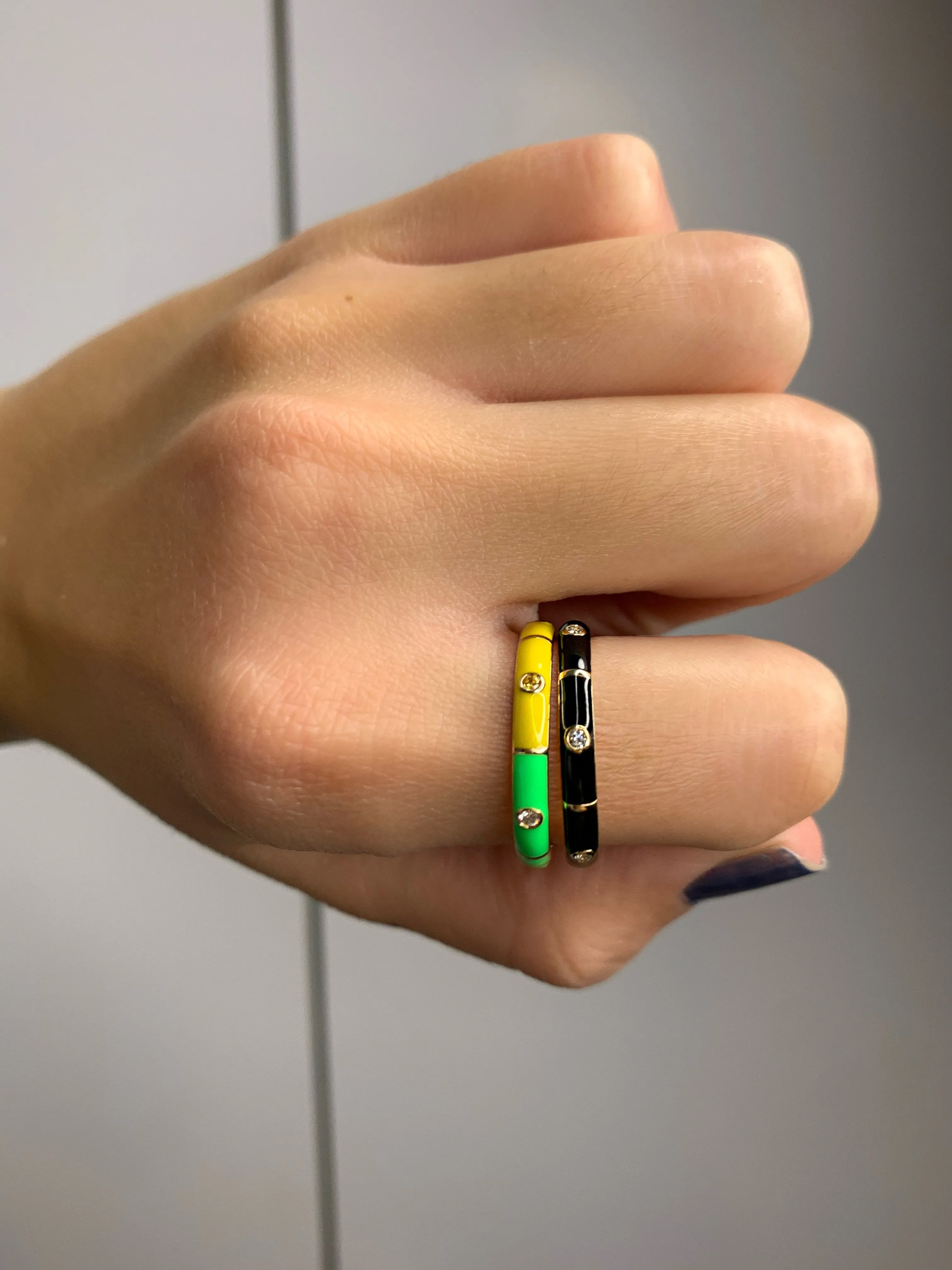 Icarus Enamel Neon Green/Yellow Two-In-One Ring