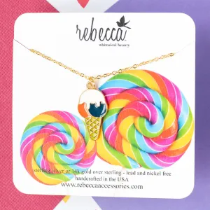 Ice Cream Cone Enamel Charm Necklace Children's Jewelry