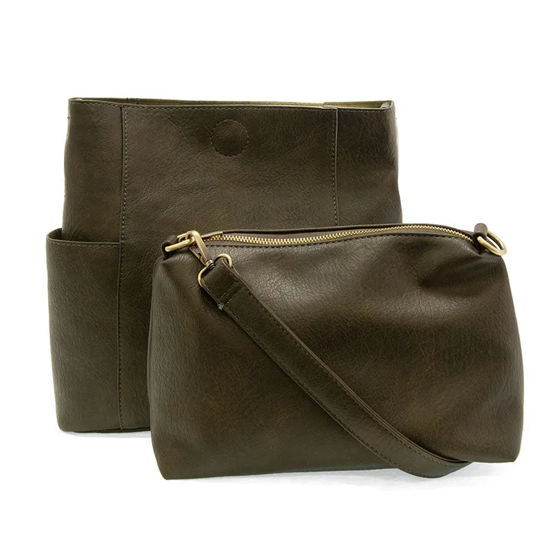 Kayleigh Side Pocket Bucket Bag in Dark Moss