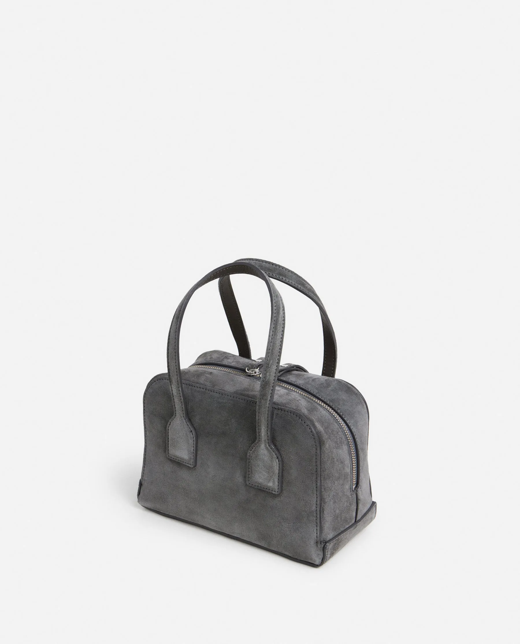Laci Mini Bowler Bag Suede Stone Grey