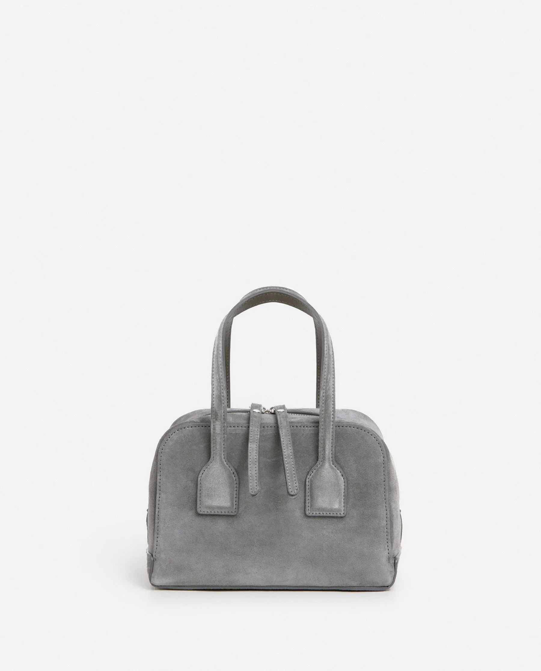 Laci Mini Bowler Bag Suede Stone Grey