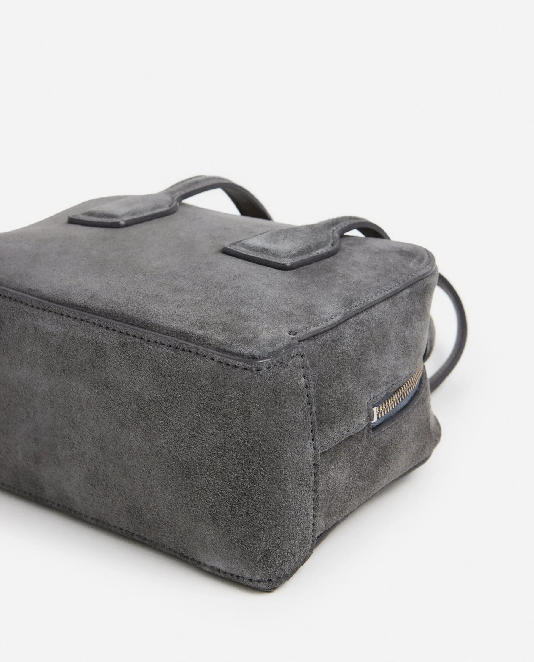 Laci Mini Bowler Bag Suede Stone Grey