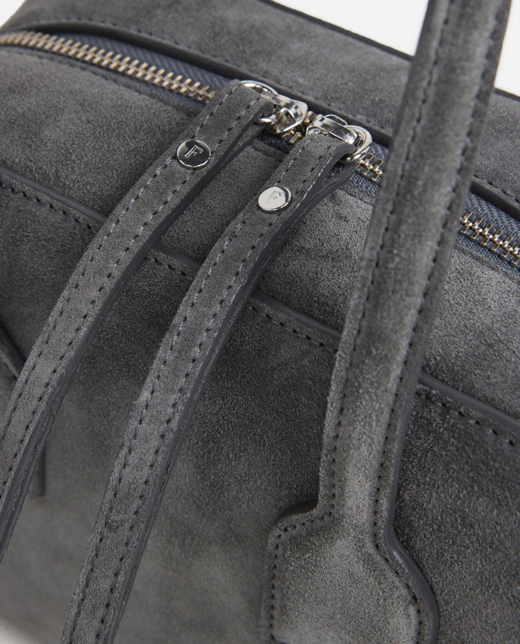 Laci Mini Bowler Bag Suede Stone Grey