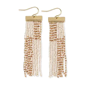 Lana Beaded Fringe Earrings Ivory/Gold