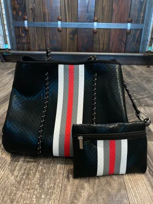 Large Black Camo with Red Tote